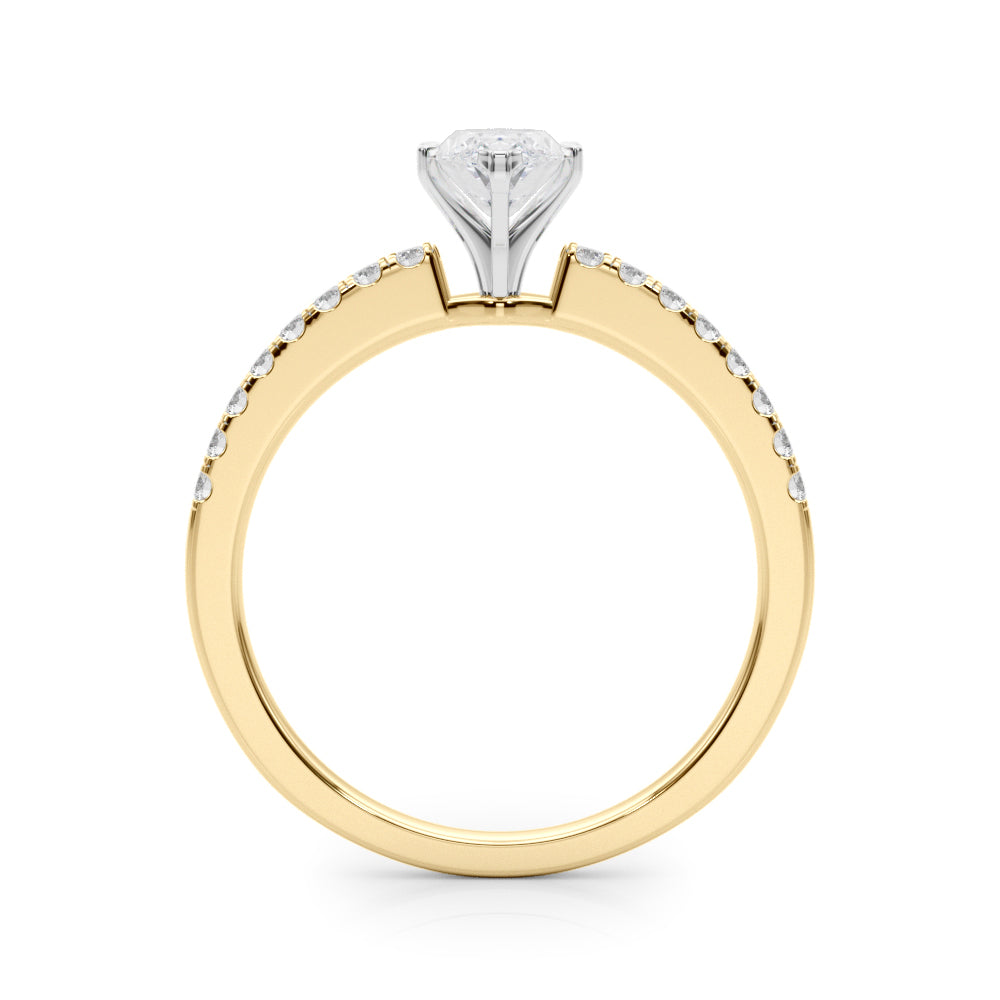 Sculpted Prong-Set Round Diamond Engagement Ring in 10K/14K gold and platinum with certified lab-grown or natural diamonds