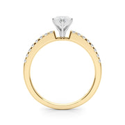 Sculpted Prong-Set Round Diamond Engagement Ring in 10K/14K gold and platinum with certified lab-grown or natural diamonds