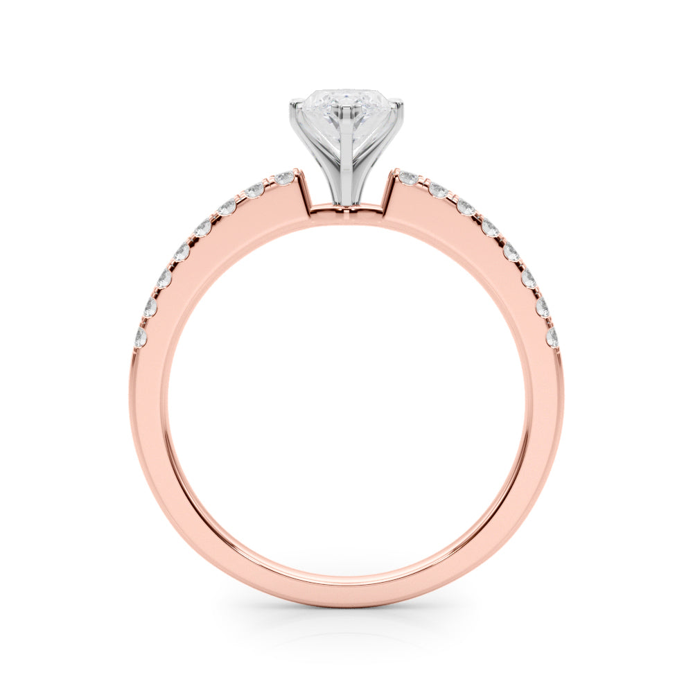 Sculpted Prong-Set Round Diamond Engagement Ring in 10K/14K gold and platinum with certified lab-grown or natural diamonds