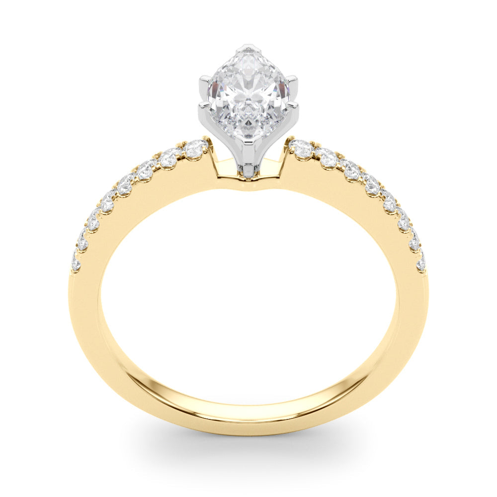 Sculpted Prong-Set Round Diamond Engagement Ring in 10K/14K gold and platinum with certified lab-grown or natural diamonds