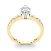 Sculpted Prong-Set Round Diamond Engagement Ring in 10K/14K gold and platinum with certified lab-grown or natural diamonds