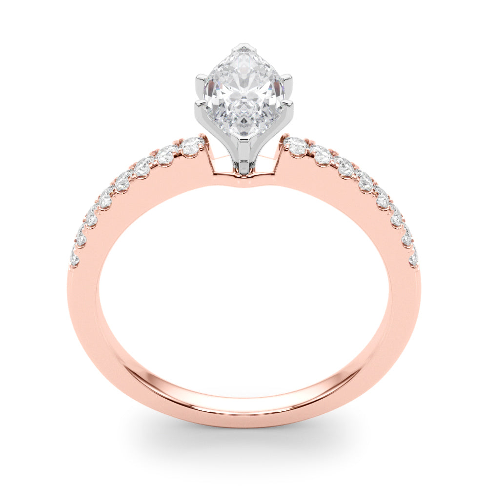 Sculpted Prong-Set Round Diamond Engagement Ring in 10K/14K gold and platinum with certified lab-grown or natural diamonds
