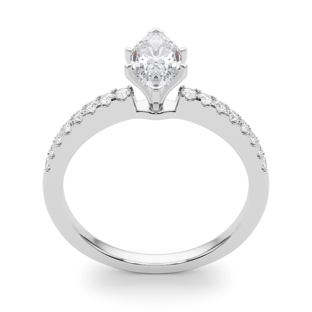 Sculpted Prong-Set Round Diamond Engagement Ring in 10K/14K gold and platinum with certified lab-grown or natural diamonds