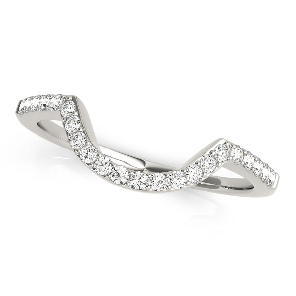Prong Set Curved Half Eternity Ring in Gold & Platinum