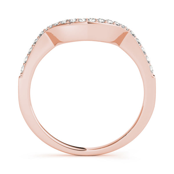 Prong Set Curved Half Eternity Ring in Gold & Platinum