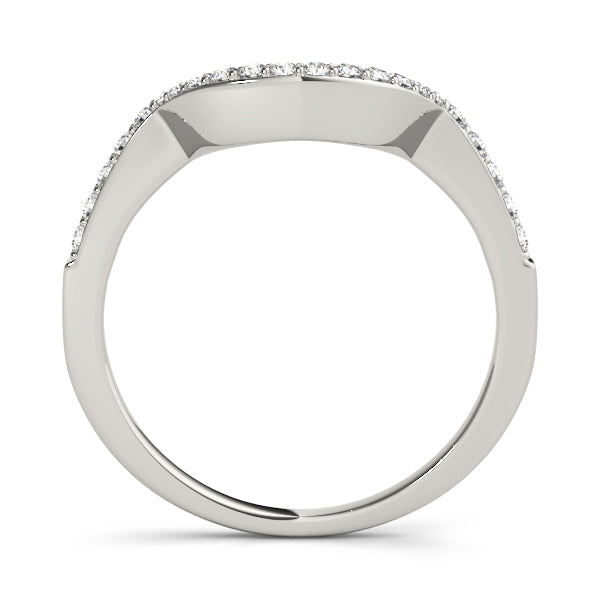 Prong Set Curved Half Eternity Ring in Gold & Platinum