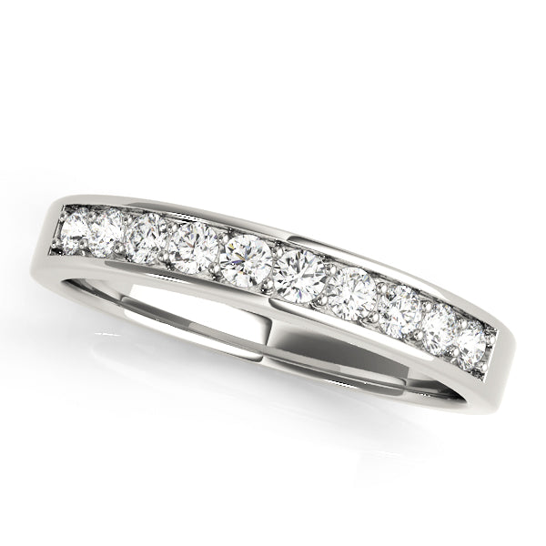 Prong in Channel Half Eternity Ring in Gold & Platinum