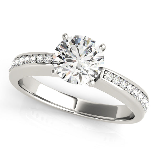 Lustrous Channel-Set Round Diamond Engagement Ring in 10K/14K gold and platinum with certified lab-grown or natural diamonds