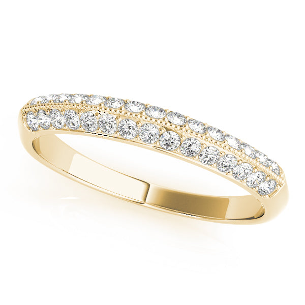 Double Row Pavé Half Eternity Ring in 10K/14K gold and platinum with certified lab-grown or natural diamonds