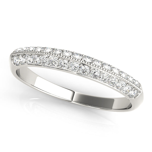 Double Row PavÃ£Â© Half Eternity Ring in Gold & Platinum
