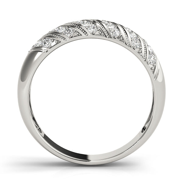 Pave Half Eternity Ring in Gold & Platinum