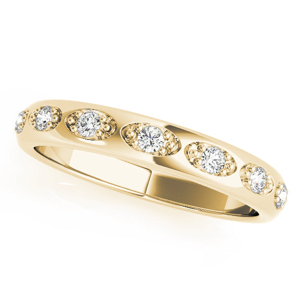 Pave Half Eternity Ring in 10K/14K gold and platinum with certified lab-grown or natural diamonds