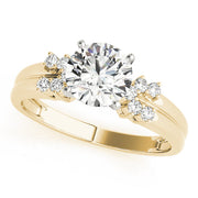 Crowned Cluster Sides Round Diamond Engagement Ring in 10K/14K gold and platinum with certified lab-grown or natural diamonds