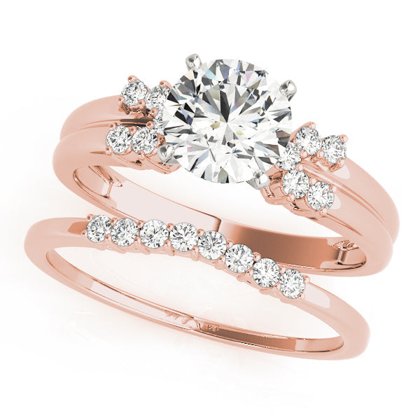 Crowned Cluster Sides Round Diamond Engagement Ring in 10K/14K gold and platinum with certified lab-grown or natural diamonds