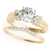 Crowned Cluster Sides Round Diamond Engagement Ring in 10K/14K gold and platinum with certified lab-grown or natural diamonds
