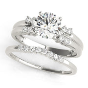 Crowned Cluster Sides Round Diamond Engagement Ring in 10K/14K gold and platinum with certified lab-grown or natural diamonds