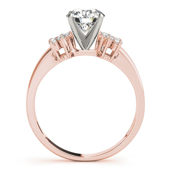 Crowned Cluster Sides Round Diamond Engagement Ring in 10K/14K gold and platinum with certified lab-grown or natural diamonds