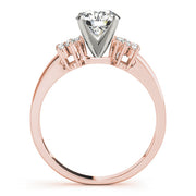 Crowned Cluster Sides Round Diamond Engagement Ring in 10K/14K gold and platinum with certified lab-grown or natural diamonds
