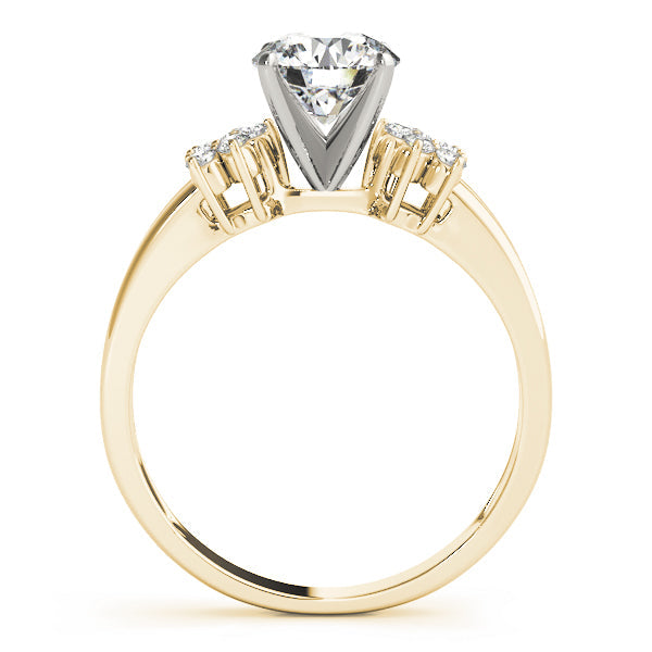 Crowned Cluster Sides Round Diamond Engagement Ring in 10K/14K gold and platinum with certified lab-grown or natural diamonds