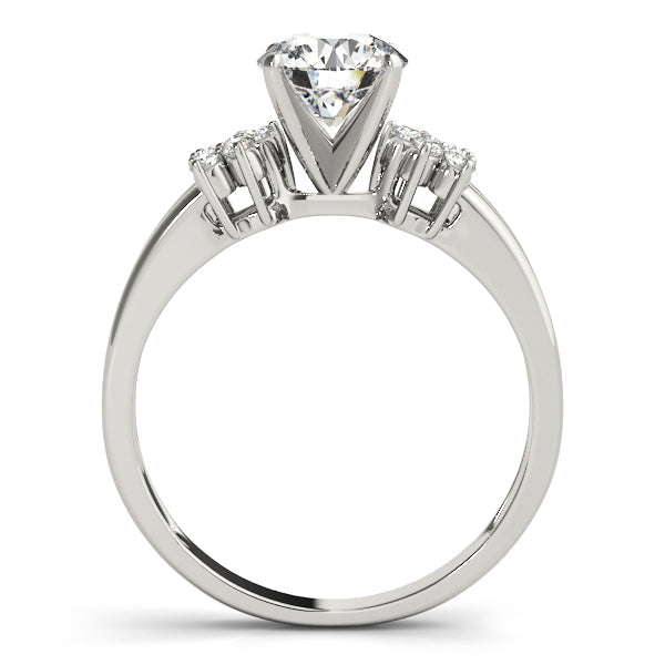 Crowned Cluster Sides Round Diamond Engagement Ring in 10K/14K gold and platinum with certified lab-grown or natural diamonds