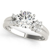 Crowned Cluster Sides Round Diamond Engagement Ring in 10K/14K gold and platinum with certified lab-grown or natural diamonds