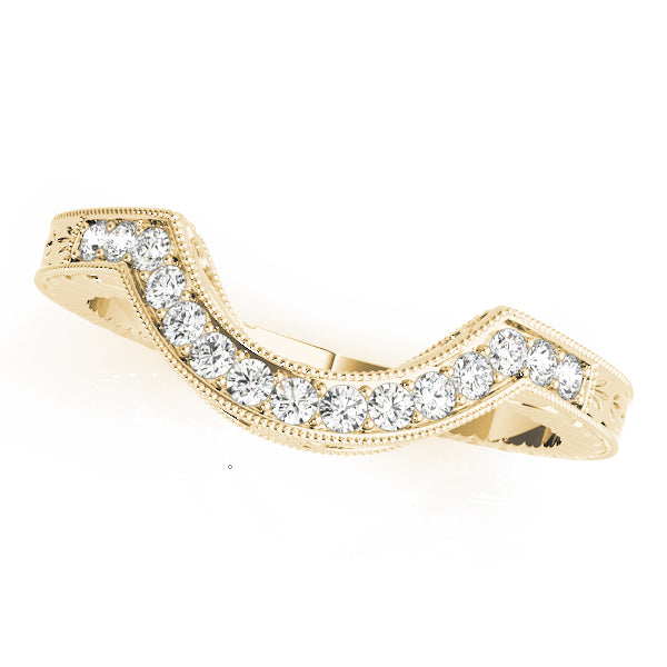 Antique Milgrain Curved Half Eternity Ring in 10K/14K gold and platinum with certified lab-grown or natural diamonds