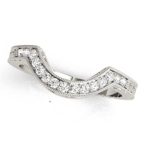 Antique Milgrain Curved Half Eternity Ring in Gold & Platinum
