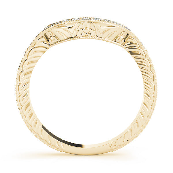 Antique Milgrain Curved Half Eternity Ring in Gold & Platinum
