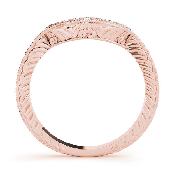 Antique Milgrain Curved Half Eternity Ring in Gold & Platinum