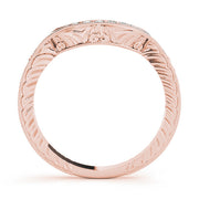 Antique Milgrain Curved Half Eternity Ring in Gold & Platinum