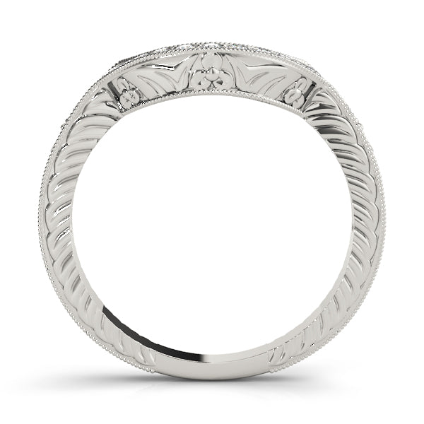 Antique Milgrain Curved Half Eternity Ring in Gold & Platinum