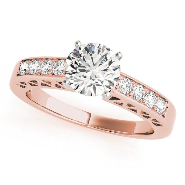 Dazzling Channel-Set Round Diamond Engagement Ring in 10K/14K gold and platinum with certified lab-grown or natural diamonds