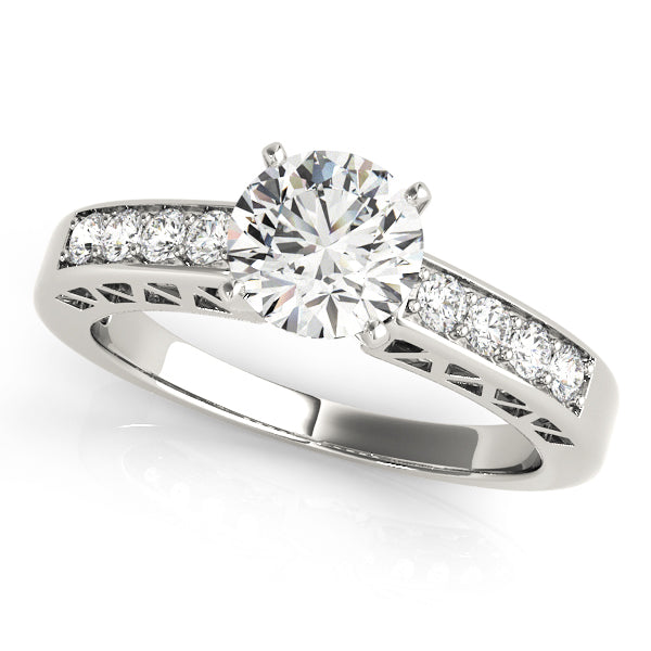 Dazzling Channel-Set Round Diamond Engagement Ring in 10K/14K gold and platinum with certified lab-grown or natural diamonds