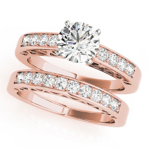 Dazzling Channel-Set Round Diamond Engagement Ring in 10K/14K gold and platinum with certified lab-grown or natural diamonds