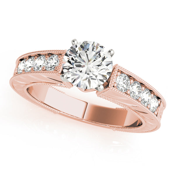 Splendid Antique Round Diamond Engagement Ring in 10K/14K gold and platinum with certified lab-grown or natural diamonds