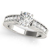 Splendid Antique Round Diamond Engagement Ring in 10K/14K gold and platinum with certified lab-grown or natural diamonds