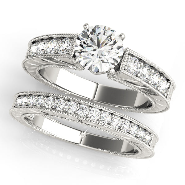 Splendid Antique Round Diamond Engagement Ring in 10K/14K gold and platinum with certified lab-grown or natural diamonds