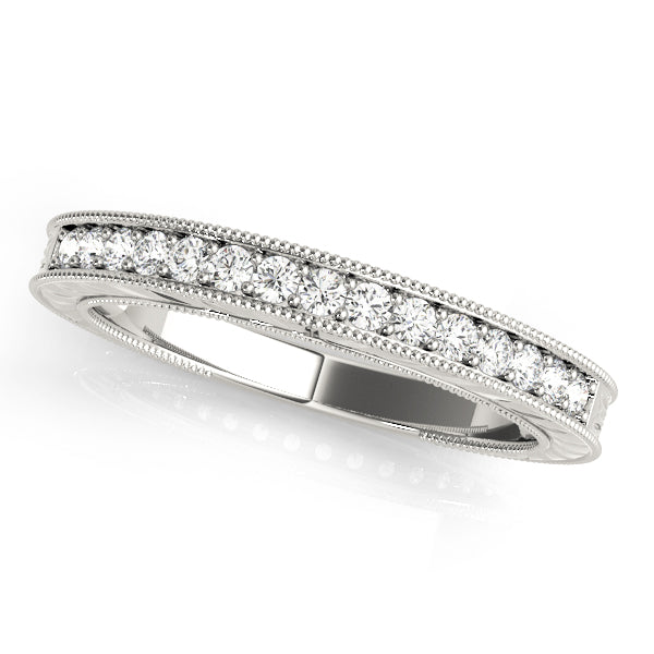 Channel Set Filigree Half Eternity Ring in Gold & Platinum