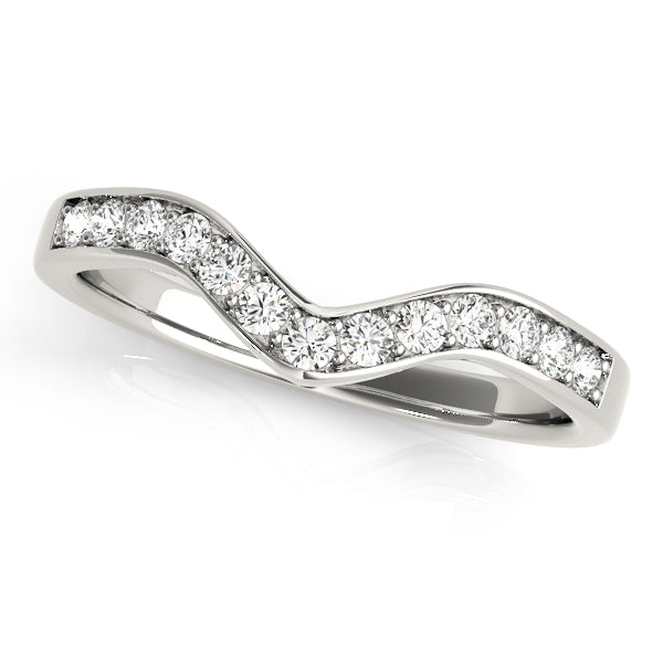 Curved Bands Half Eternity Ring in Gold & Platinum