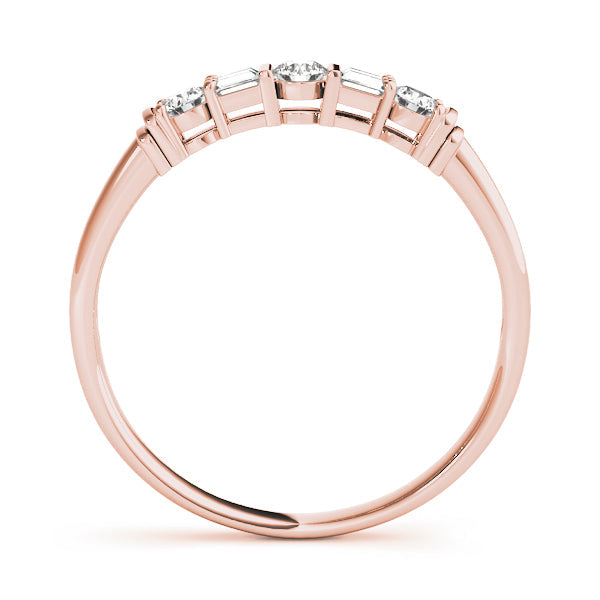 Fancy Baguette Half Eternity Ring in Gold & Platinum