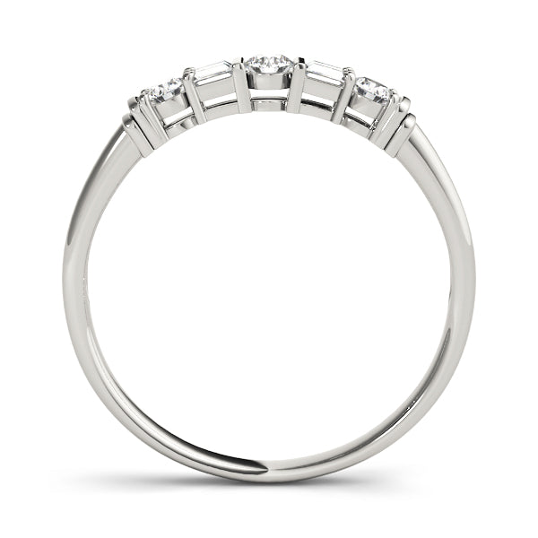 Fancy Baguette Half Eternity Ring in Gold & Platinum
