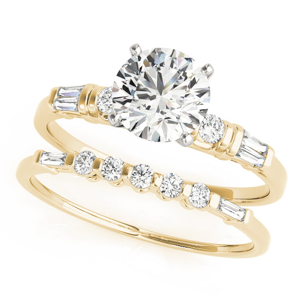 Devoted Fancy Shape Baguette Round Diamond Engagement Ring in 10K/14K gold and platinum with certified lab-grown or natural diamonds