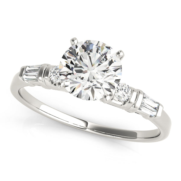Devoted Fancy Shape Baguette Round Diamond Engagement Ring in 10K/14K gold and platinum with certified lab-grown or natural diamonds