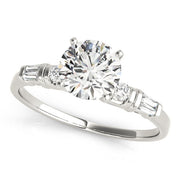 Devoted Fancy Shape Baguette Round Diamond Engagement Ring in 10K/14K gold and platinum with certified lab-grown or natural diamonds