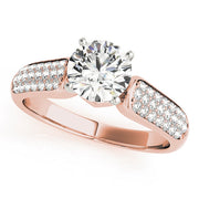 Resplendent Pave Round Diamond Engagement Ring in 10K/14K gold and platinum with certified lab-grown or natural diamonds