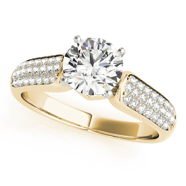 Resplendent Pave Round Diamond Engagement Ring in 10K/14K gold and platinum with certified lab-grown or natural diamonds