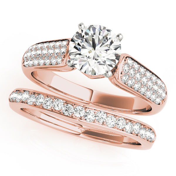 Resplendent Pave Round Diamond Engagement Ring in 10K/14K gold and platinum with certified lab-grown or natural diamonds