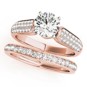 Resplendent Pave Round Diamond Engagement Ring in 10K/14K gold and platinum with certified lab-grown or natural diamonds