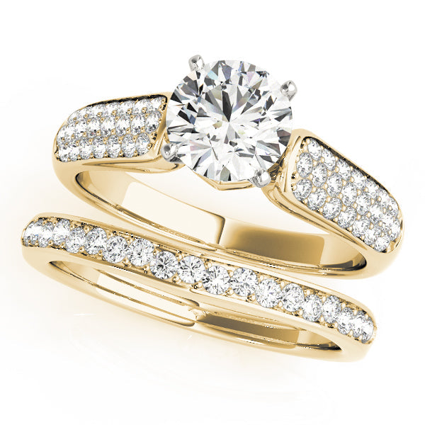 Resplendent Pave Round Diamond Engagement Ring in 10K/14K gold and platinum with certified lab-grown or natural diamonds