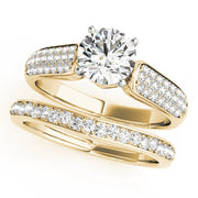 Resplendent Pave Round Diamond Engagement Ring in 10K/14K gold and platinum with certified lab-grown or natural diamonds